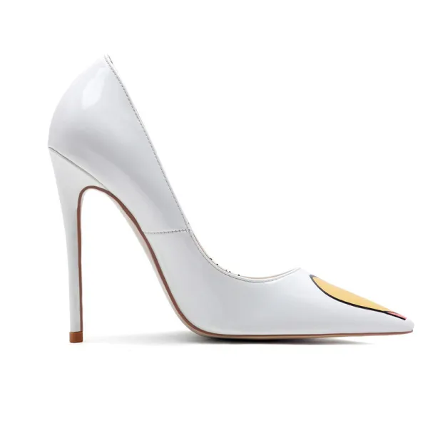 Fashion White Casual Pumps 2020 Cartoon Doodle 12 cm Stiletto Heels Pointed Toe Pumps