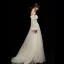 Modest / Simple Champagne Wedding Dresses 2018 A-Line / Princess Lace Off-The-Shoulder Backless 3/4 Sleeve Court Train Wedding