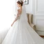 Charmant Ivoire Transparentes Robe De Mariée 2018 Princesse Encolure Dégagée 3/4 Manches Dos Nu Perlage Appliques En Dentelle Volants Royal Train