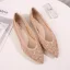 Chic / Belle Noire Désinvolte Plat Chaussures Femmes 2020 Cuir Faux Diamant À Bout Pointu
