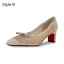Fashion Black Casual Leather Pumps 2020 Rhinestone Bow 7 cm Thick Heels Square Toe Pumps