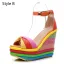 Fashion Casual Braid Rainbow Womens Sandals 2020 Ankle Strap 13 cm Wedges Open / Peep Toe Sandals