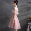 Schöne Rosa Heimkehr Cocktailkleider Abiballkleider 2021 A Linie Off Shoulder Perlenstickerei Pailletten Stoffgürtel Kurze Ärmel Rückenfreies Knielang Cocktail Festliche Kleider