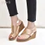 Schöne Schwarz Freizeit Sandalen Damen 2020 6 cm Keilabsatz Peeptoes Sandaletten