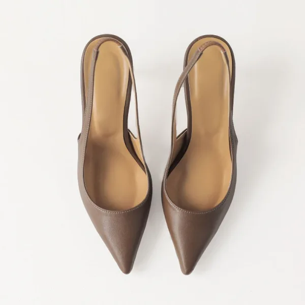 Simple Noire Bureau OL Slingbacks Sandales Femme 2020 10 cm Talons Aiguilles À Bout Pointu Sandales