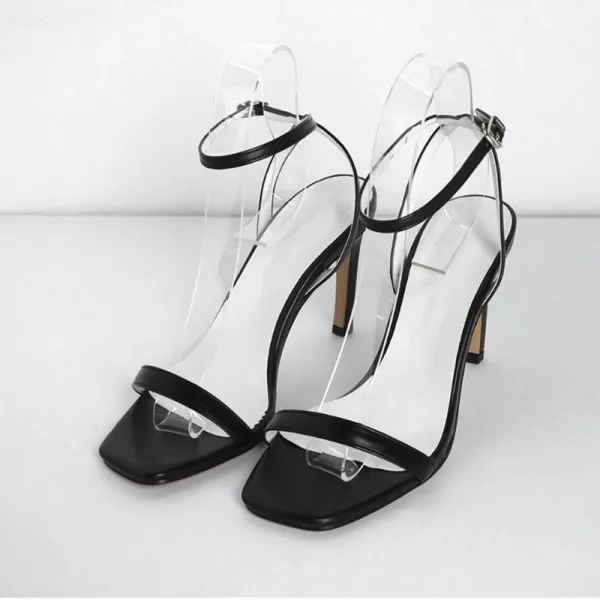 Sexy Weiß Freizeit Sandalen Damen 2020 Knöchelriemen 10 cm Stilettos Peeptoes Sandaletten