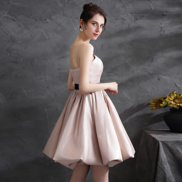 Fashion Blushing Pink Cocktail Dresses Party Dresses 2021 A-Line / Princess Strapless Bow Sleeveless Backless Short Cocktail Party Formal Dresses