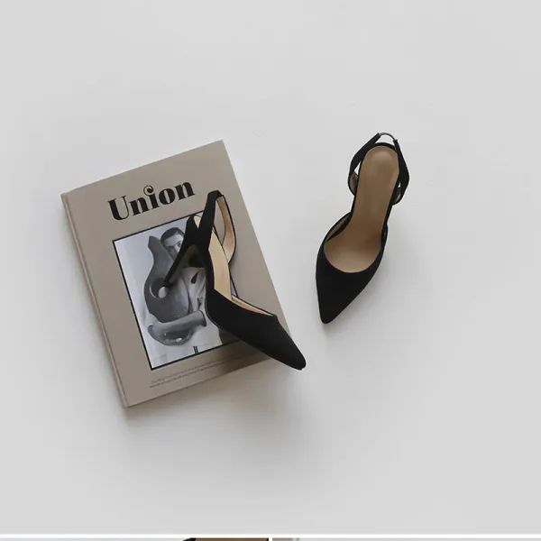 Chic / Beautiful Beige Street Wear Suede Slingbacks Womens Sandals 2020 10 cm Stiletto Heels Pointed Toe Sandals