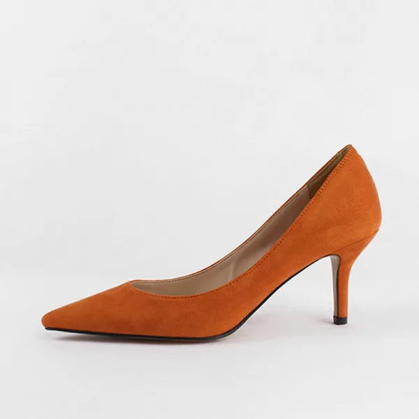 Schlicht Schwarz Strassenmode Wildleder Pumps 2020 8 cm Stilettos Spitzschuh Pumps