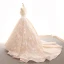 Elegant Champagne Wedding Dresses 2018 Ball Gown Lace Appliques Shoulders Backless Sleeveless Chapel Train Wedding