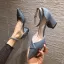 Schöne Beige Freizeit Sommer Sandalen Damen 2020 Knöchelriemen 6 cm Thick Heels Spitzschuh Sandaletten
