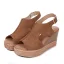 Proste / Simple Brązowy Lato Plaża Sandały Damskie 2020 8 cm Na Koturnie Peep Toe Sandały