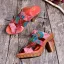 Chic / Beautiful Candy Pink Outdoor / Garden Leather Flower Womens Sandals 2020 8 cm Thick Heels Open / Peep Toe Sandals