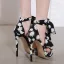 Fashion Black Prom Floral Womens Sandals 2020 Ankle Strap 14 cm Stiletto Heels Open / Peep Toe Sandals