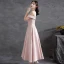 Modest / Simple Blushing Pink Satin Homecoming Graduation Dresses Bridesmaid Dresses 2021 A-Line / Princess Off-The-Shoulder Sleeveless Backless Tea-length Formal Dresses