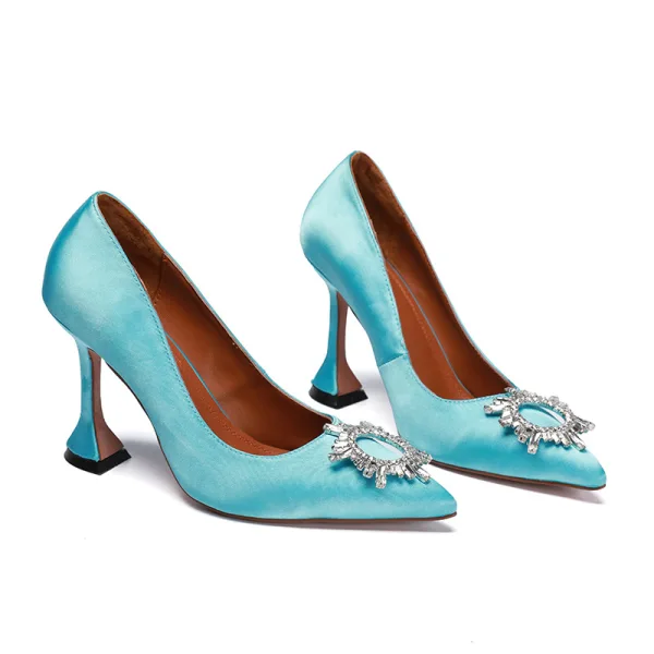 Snygga / Fina Limegrön Tidsbeställning Rhinestone Pumps 2020 10 cm Stilettklackar Spetsiga Pumps