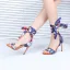 Chic / Beautiful Multi-Colors Street Wear Floral Womens Sandals 2020 Leather Ankle Strap 10 cm Stiletto Heels Open / Peep Toe Sandals