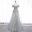 Charmant Himmelblau Abendkleider 2020 A Linie Perlenstickerei Perle Pailletten Spitze Blumen Off Shoulder Rückenfreies Lange Festliche Kleider