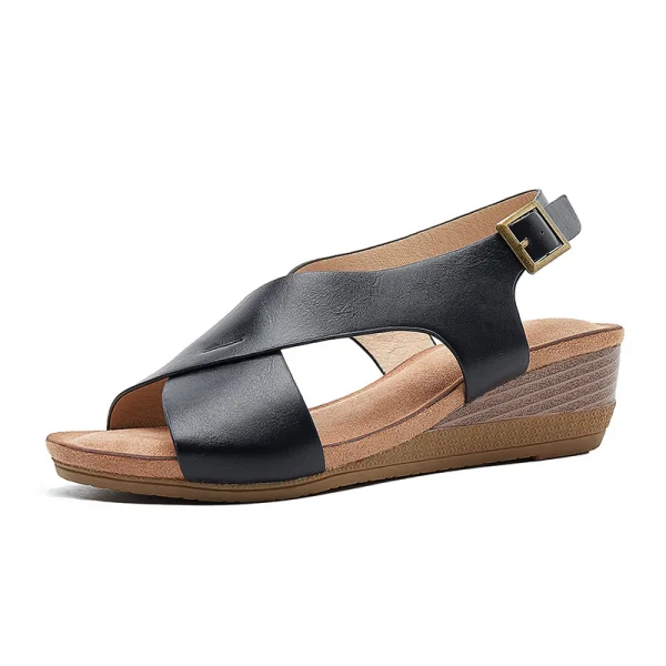 Romersk Sommar Aprikos / Beige Stranden Sandaler Dam 2020 4 cm Kilklackar Låg Klack Peep Toe Sandaler
