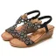 Böhmen Champagner Strand Sandalen Damen 2020 Strass 5 cm Keilabsatz Peeptoes Sandaletten