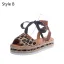 Erschwinglich Schwarz Strassenmode Zebramuster Sandalen Damen 2020 5 cm Keilabsatz Peeptoes Sandaletten