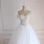 Chic / Beautiful White Wedding Dresses 2018 Ball Gown Lace Flower Beading Pearl Rhinestone Detachable Off-The-Shoulder Backless Sleeveless Floor-Length / Long Wedding