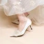 Charmant Ivoire Satin Chaussure De Mariée 2020 Cuir Perlage Cristal Perle 7 cm Talons Aiguilles À Bout Pointu Mariage Escarpins