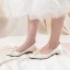 Elegant Elfenben Satin Perle Brudesko 2020 Lær 3 cm Lav Hæl Spisse Bryllup Pumps