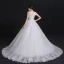 Modest / Simple White Wedding Dresses 2018 Ball Gown Lace V-Neck Backless Sleeveless Court Train Wedding