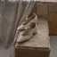 Schlicht Sommer Braun Strassenmode Sandalen Damen 2020 Leder Perle 5 cm Thick Heels Quadratische Zehe Sandaletten