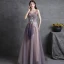 Charming Purple Lace Flower Evening Dresses  Prom Dresses 2021 A-Line / Princess Ruffle Strapless Sequins Sleeveless Backless Floor-Length / Long Evening Party Prom Formal Dresses