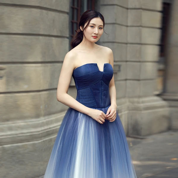 Chic / Belle Dégradé De Couleur Robe De Mariée 2018 Princesse Bustier Dos Nu Sans Manches Train De Balayage Mariage