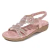 Charming Summer Gold Beach Slipper & Flip flops 2020 Rhinestone Open / Peep Toe Womens Shoes