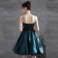 Modern / Fashion Ink Blue Party Dresses 2021 A-Line / Princess Spaghetti Straps Bow Sleeveless Short Backless Formal Dresses