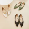 Modest / Simple Summer Beige Casual Pierced Womens Sandals 2020 Leather Pointed Toe Flat Sandals
