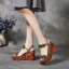 Vintage / Retro Clover Green Street Wear Womens Sandals 2020 Leather Flower 7 cm Wedges Open / Peep Toe Sandals