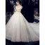 Charmant Ivory / Creme Brautkleider / Hochzeitskleider 2020 Ballkleid Off Shoulder Glanz Pailletten Perlenstickerei Spitze Blumen Kurze Ärmel Rückenfreies Königliche Schleppe