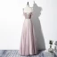 Chic / Beautiful Blushing Pink Evening Dresses  2020 A-Line / Princess V-Neck Beading Sleeveless Backless Floor-Length / Long Formal Dresses