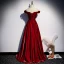 Élégant Bordeaux Satin Robe De Soirée 2020 Princesse De l'épaule Sans Manches Dos Nu Longue Robe De Ceremonie