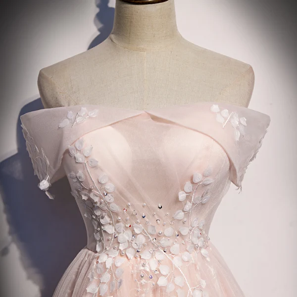 Élégant Rougissant Rose Robe De Soirée 2020 Princesse De l'épaule Perle Paillettes Appliques Sans Manches Dos Nu Longue Robe De Ceremonie