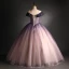 Elegant Gradient-Color Purple Glitter Prom Dresses 2021 Ball Gown Scoop Neck Beading Sequins Short Sleeve Backless Floor-Length / Long Prom Formal Dresses