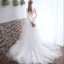 Chic / Beautiful White Wedding Dresses 2018 A-Line / Princess Appliques Lace Scoop Neck Backless 1/2 Sleeves Court Train Wedding