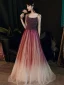 Charmant Bordeaux Robe De Soirée 2020 Princesse Bretelles Spaghetti Perlage Paillettes Sans Manches Dos Nu Longue Robe De Ceremonie