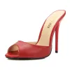 Modest / Simple Red Street Wear Womens Shoes 2020 13 cm Stiletto Heels Open / Peep Toe Sandals
