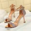 Sexy Argenté Soirée Sandales Femme 2020 Bride Cheville Faux Diamant Paillettes 8 cm Talons Aiguilles Peep Toes / Bout Ouvert Sandales