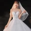 Charmant Blanche Robe De Mariée 2020 Robe Boule Bustier Paillettes Sans Manches Dos Nu Royal Train
