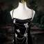 Sexy Noire Faux Diamant Noeud Fendue devant Robe De Soirée 2025 Princesse Bretelles Spaghetti Sans Manches Dos Nu Longue Soirée Robe De Ceremonie