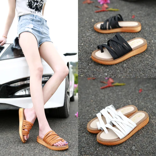 Enkel Sommer Svart Strand Damesko 2020 Platform Peep Toe Sandaler