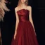 Chic / Belle Bordeaux Robe De Bal 2020 Princesse Bustier Sans Manches Dos Nu Longue Robe De Ceremonie