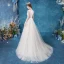 Affordable Ivory Wedding Dresses 2020 A-Line / Princess Scoop Neck Lace Flower Sleeveless Sweep Train